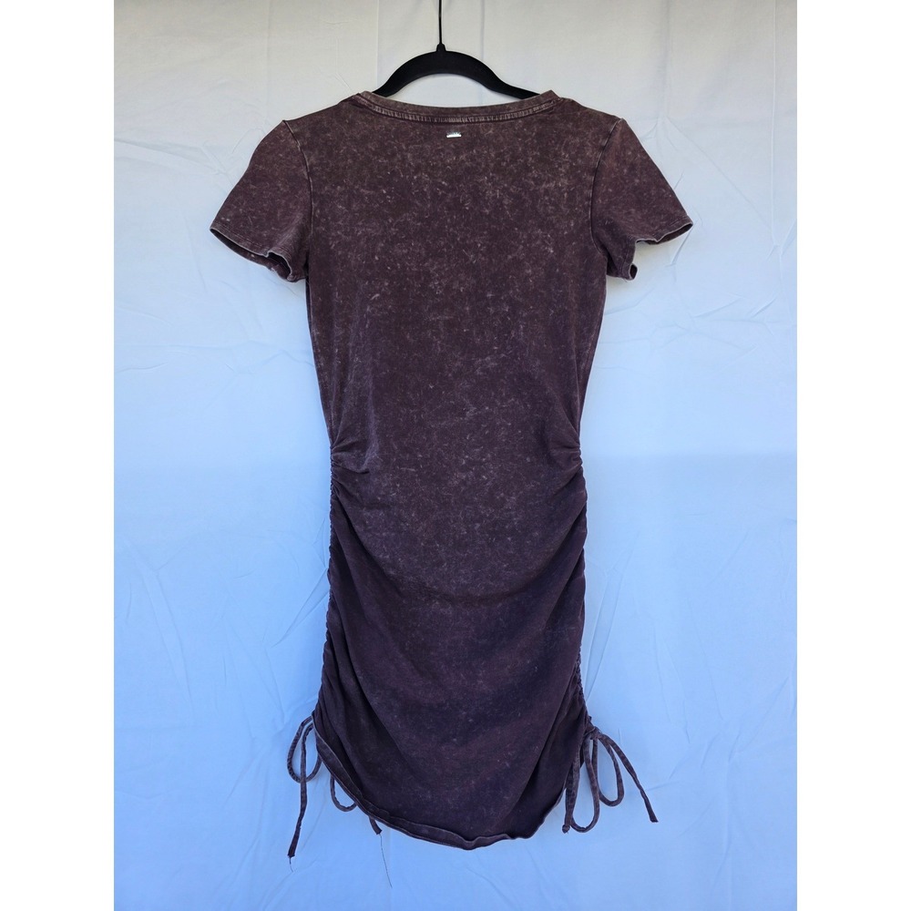 PINK Victoria's Secret Mineral Wash Ruched Side T-Shirt Dress Burgundy-Brown XS - Picture 6 of 7